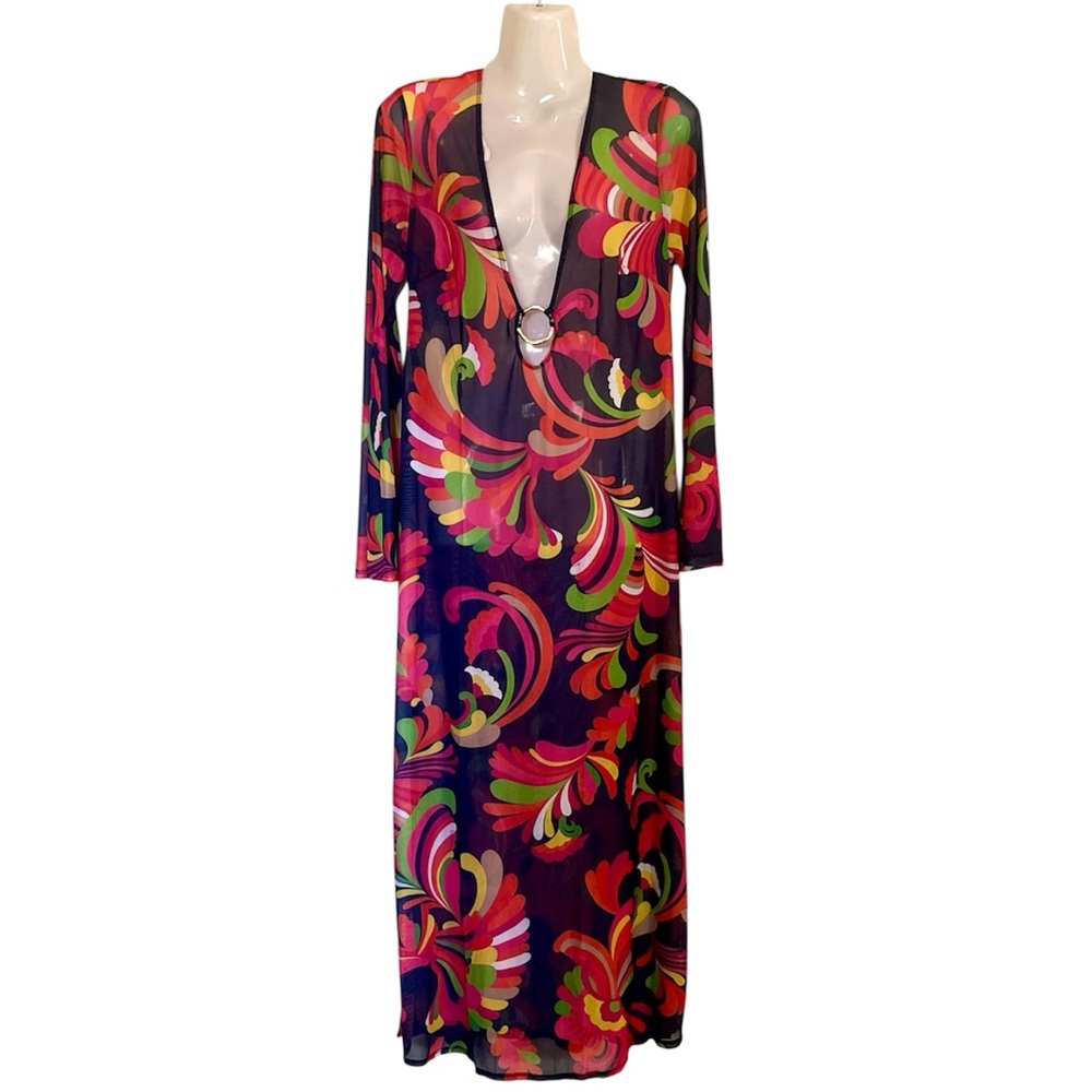 TRINA TURK Palms Paradise Mesh Maxi Coverup - Size M - NWT